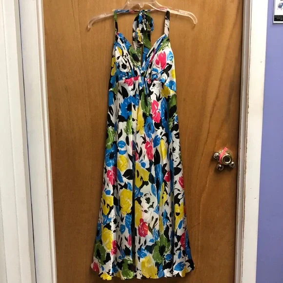 Donna Ricco Dresses | Donna Ricco Colorful Halter Maxi Sundress | Color: Blue/Yellow | Size: 10 | Curlycarole's Closet